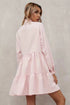 Frilled Stand Collar Long Sleeve Ruffle Dress